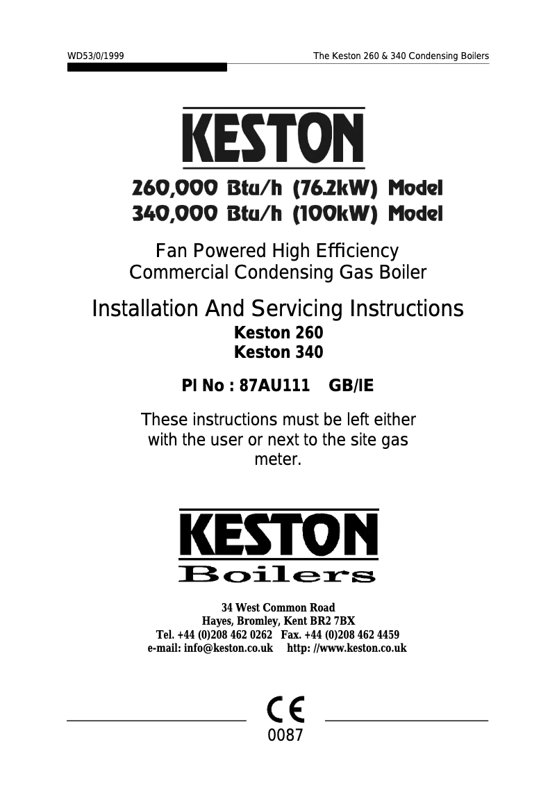 Page 1 de la notice Manuel utilisateur Keston K260