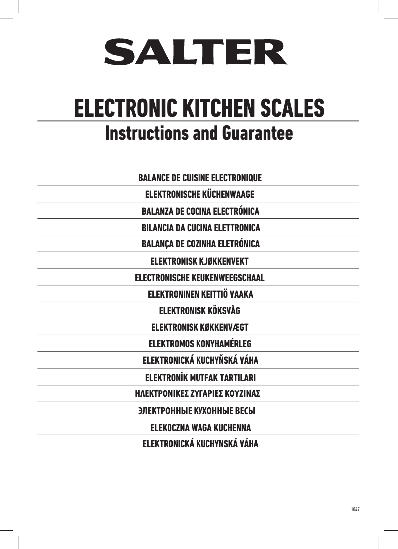 Page n°1 - Manuel utilisateur Salter 1047