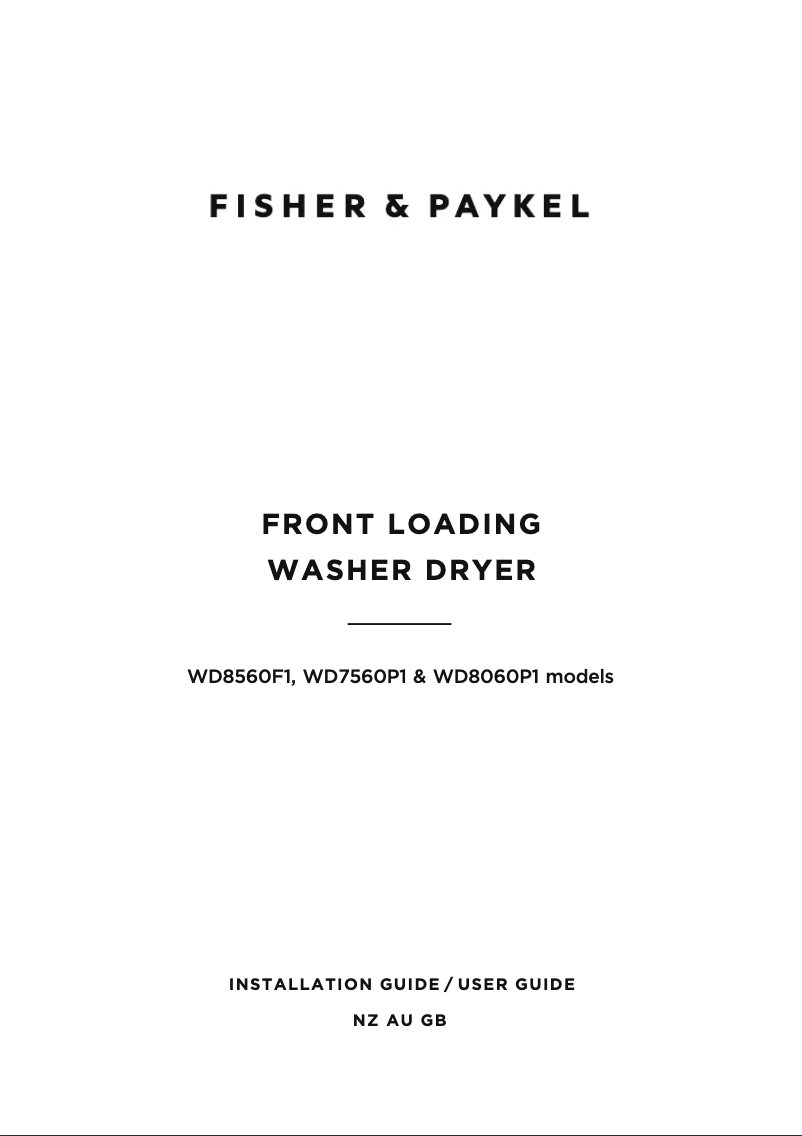 Page 1 de la notice Guide d'installation Fisher & Paykel WD7560P1