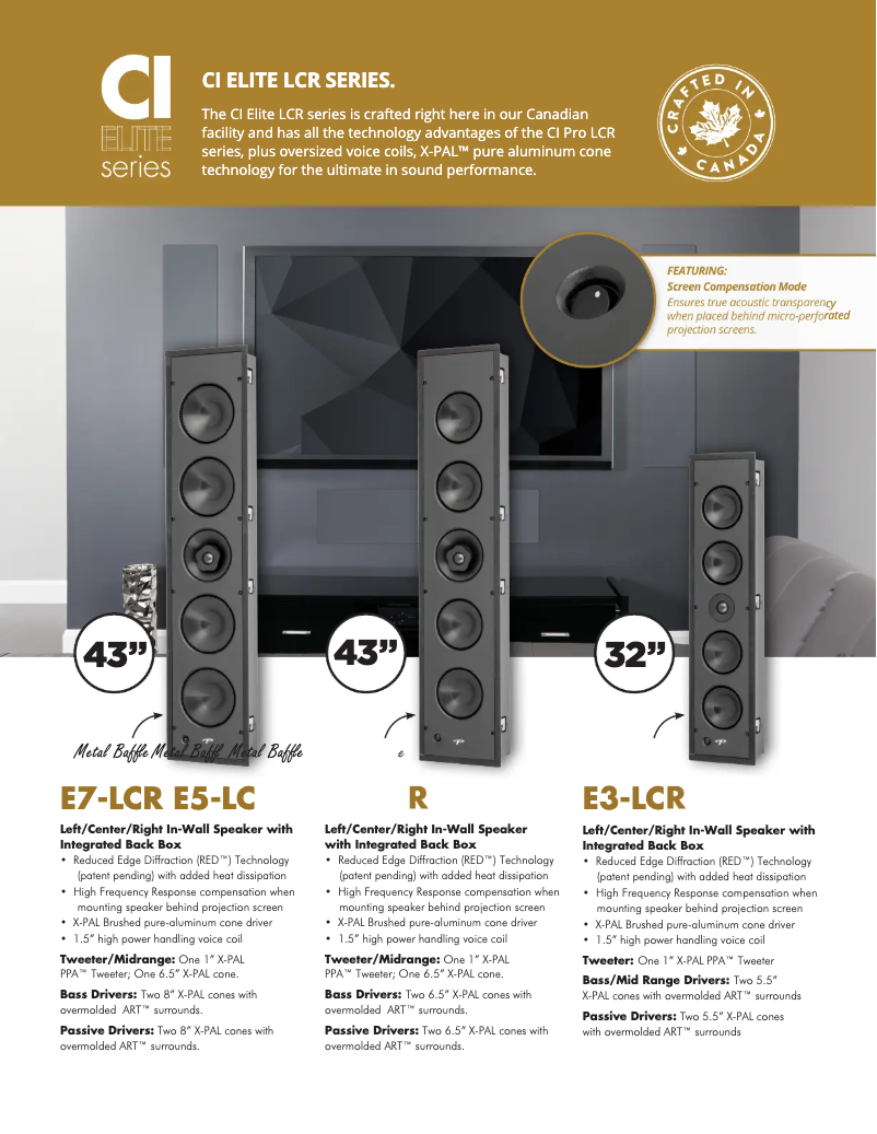 Page 1 de la notice Fiche technique Paradigm CI Elite E3-LCR