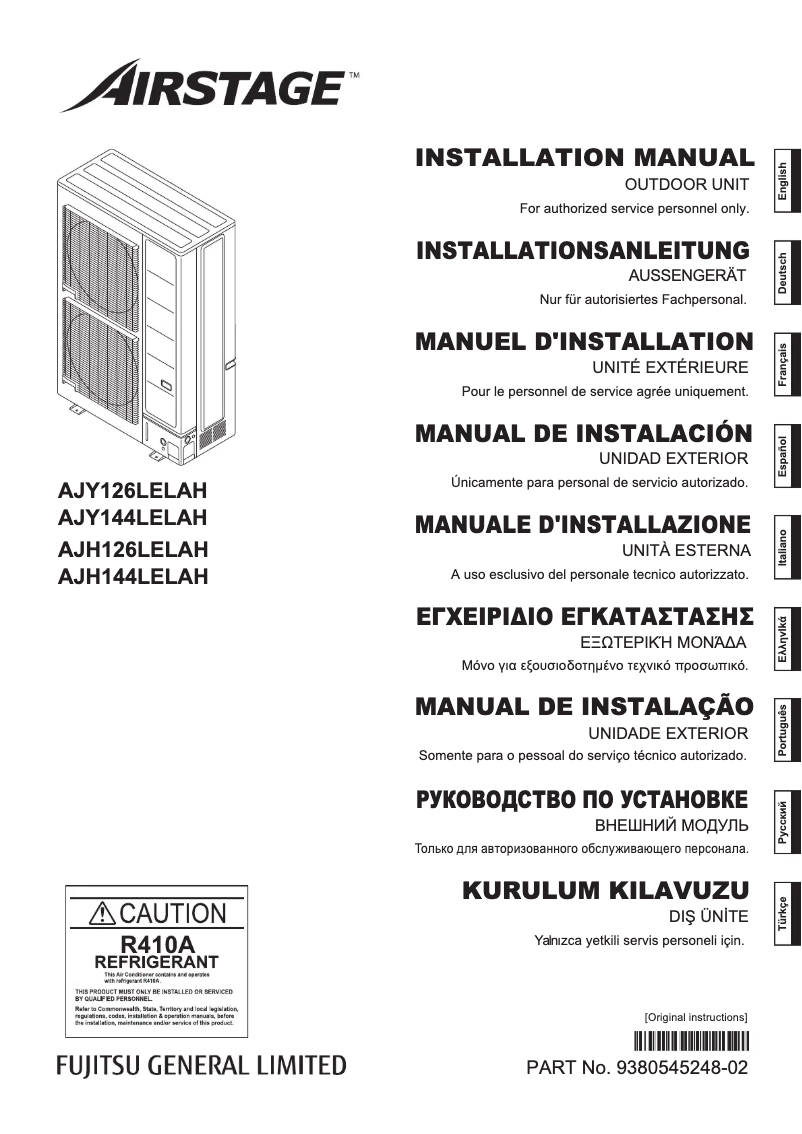Page 1 de la notice Manuel utilisateur Fujitsu Airstage AJH126LELAH