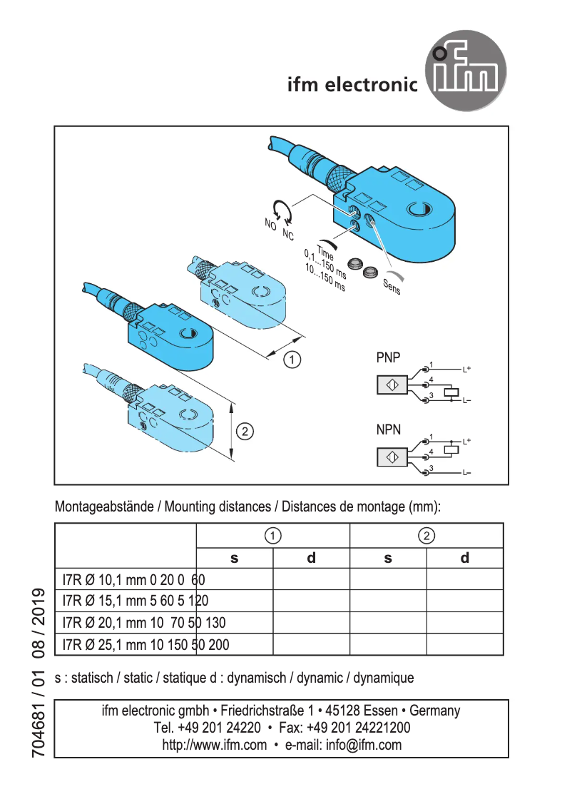 Page 1 de la notice Manuel utilisateur IFM I7R202