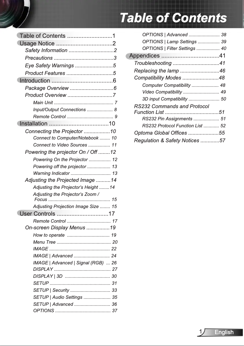 Page 1 de la notice Manuel utilisateur Optoma DX325