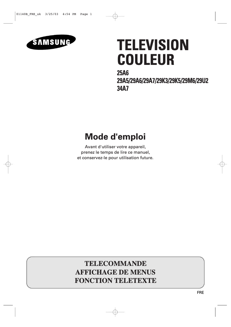 Page n°1 - Manuel utilisateur Samsung CS-20V10MJ