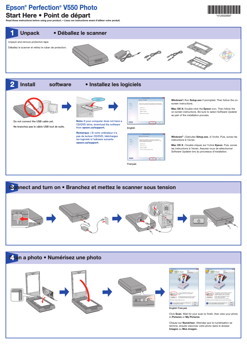 Image de la première page du manuel de l'appareil Perfection V550 Photo