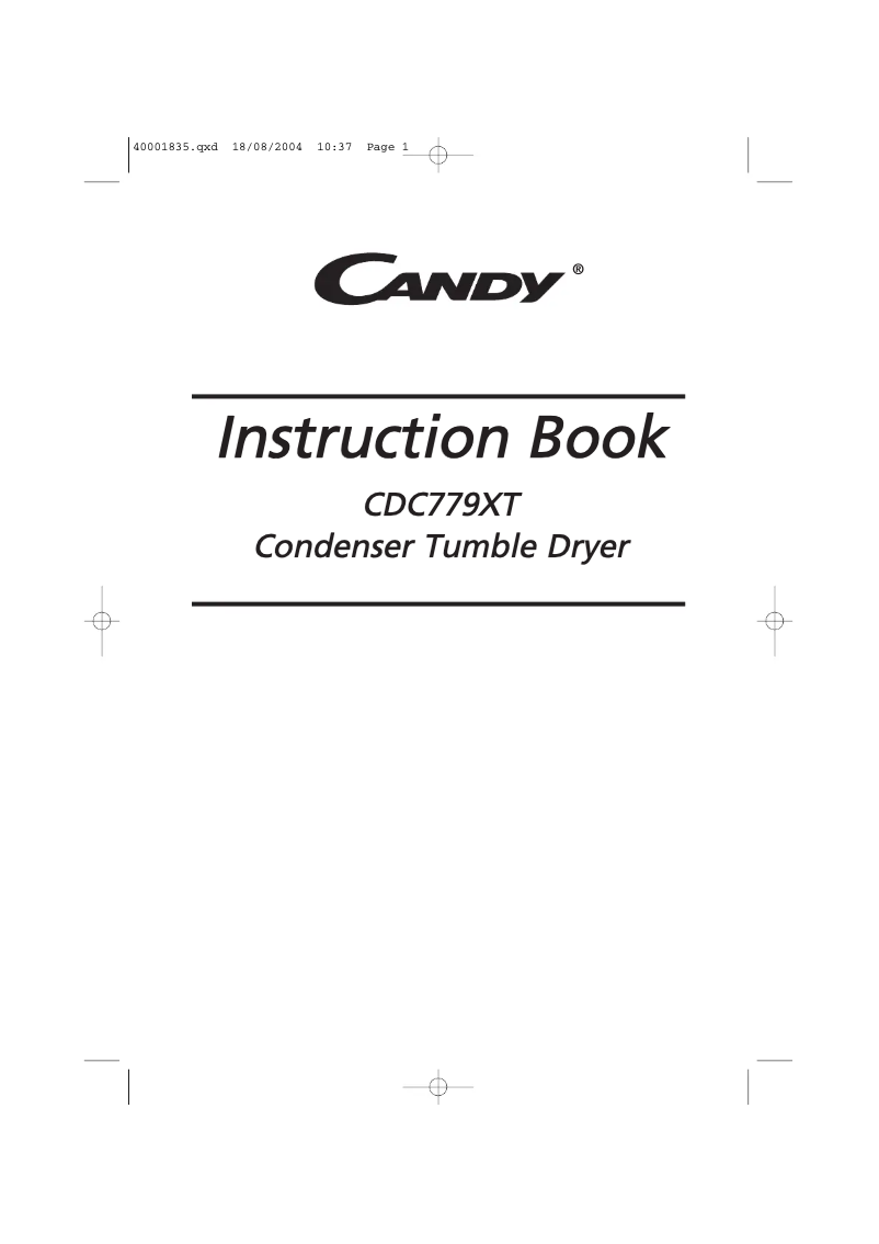 Page n°1 - Manuel utilisateur Candy ABCDC779XT88