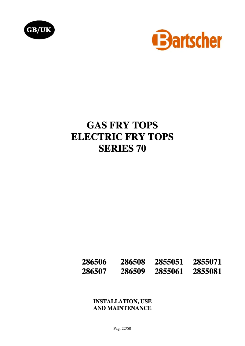 Page n°1 - Manuel utilisateur Bartscher 286507
