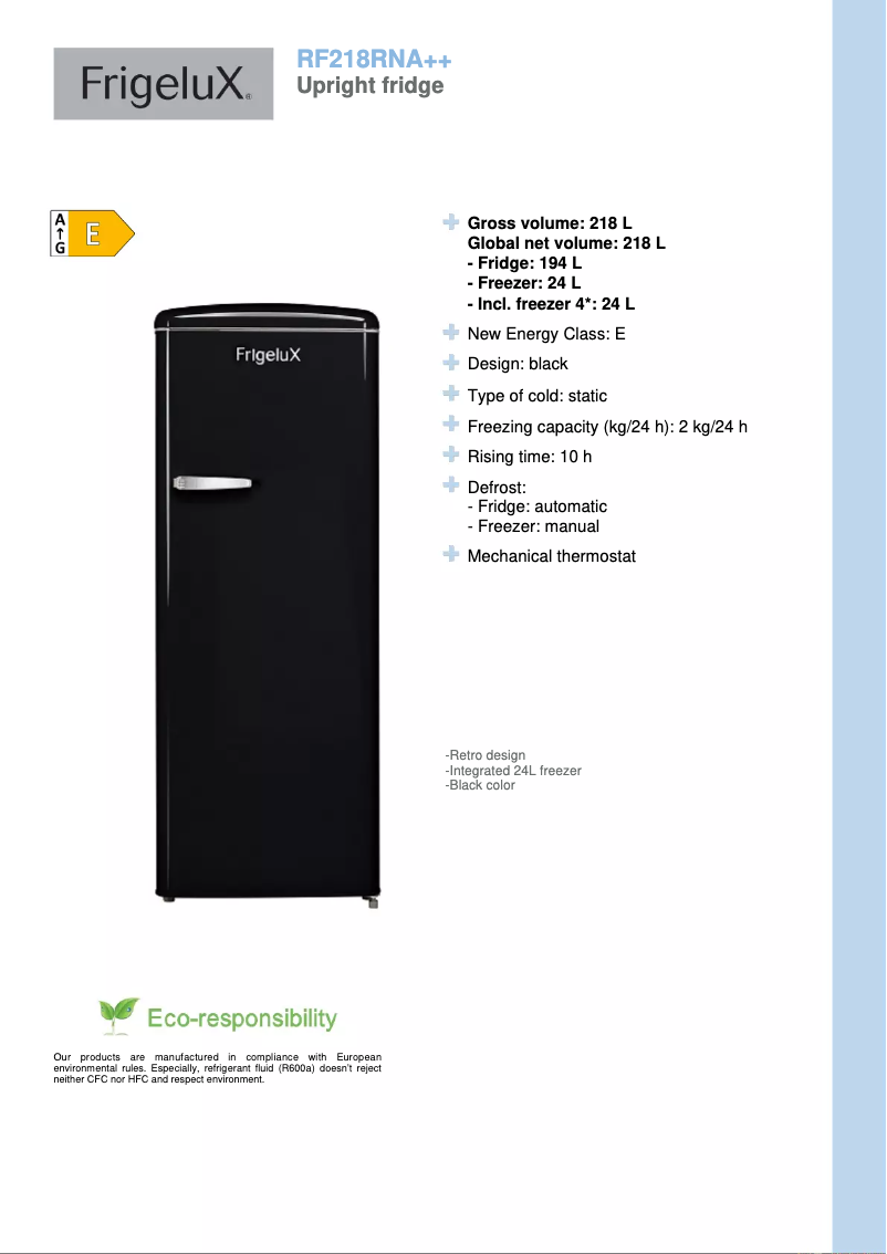 Image de la première page du manuel de l'appareil RF218RNA++