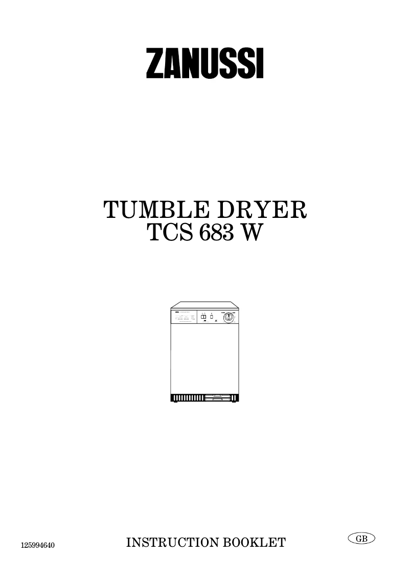 Page 1 de la notice Manuel utilisateur Zanussi TCS 683 W