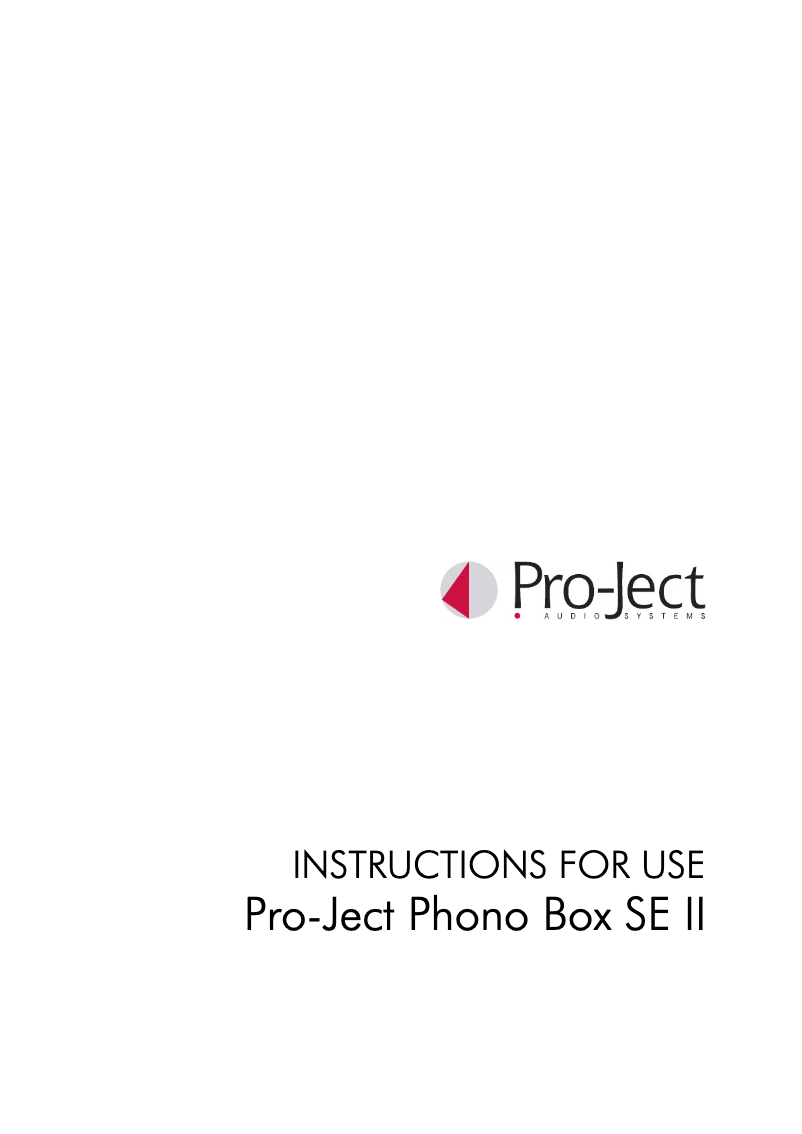 Página 1 del manual Manual de usuario Pro-Ject Phono Box SE II