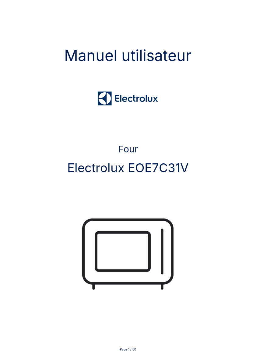 Page n°1 - Manuel utilisateur Electrolux EOE7C31V