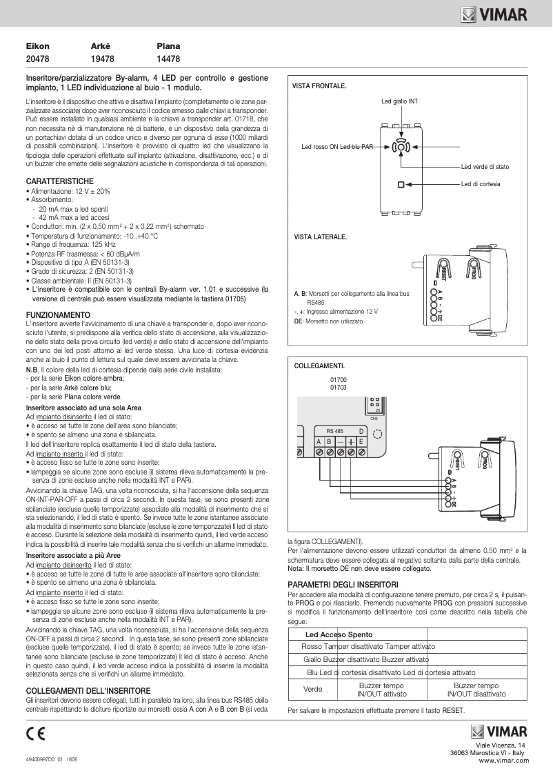 Page n°1 - Manuel utilisateur Vimar 19478.M