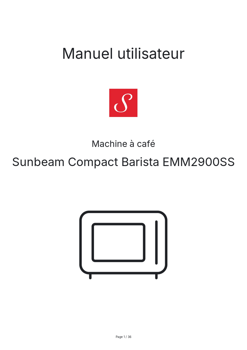 Image de la première page du manuel de l'appareil Compact Barista EMM2900SS