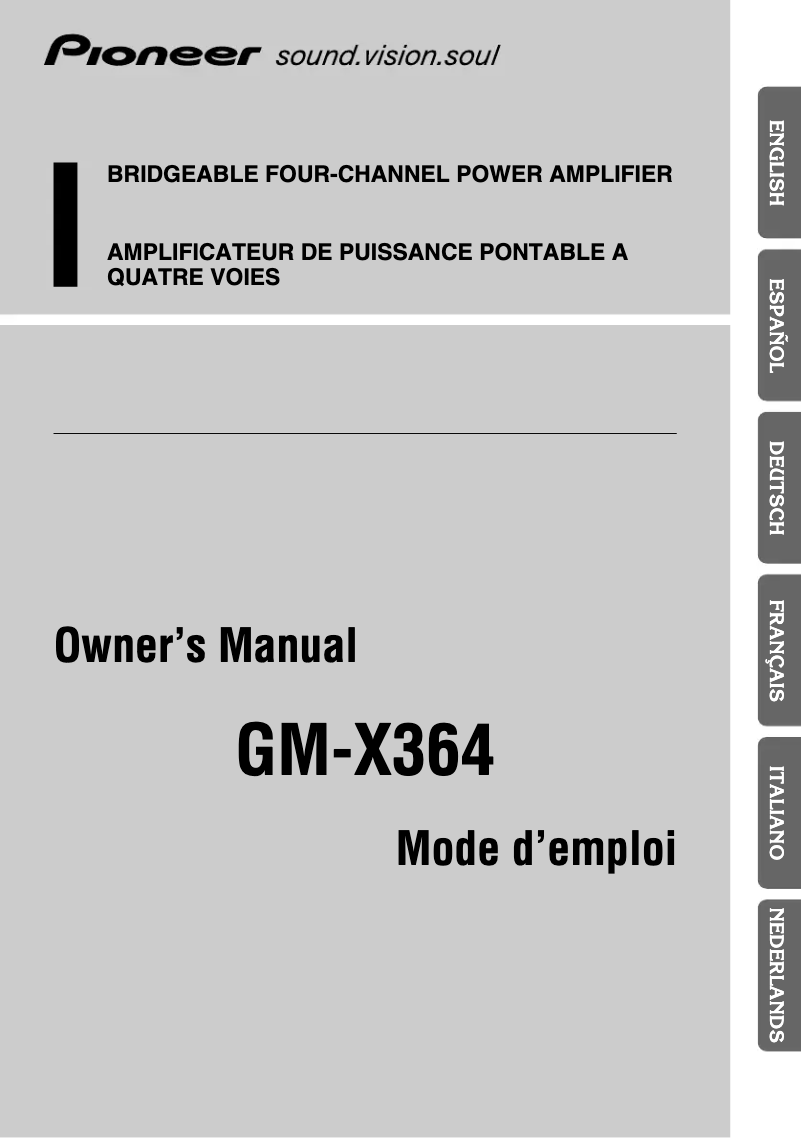 Page n°1 - Manuel utilisateur Pioneer GM-X364