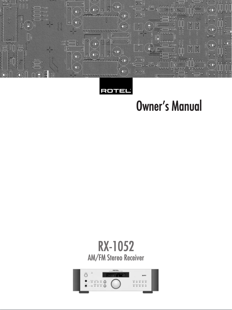 Page n°1 - Manuel utilisateur Rotel RX-1052
