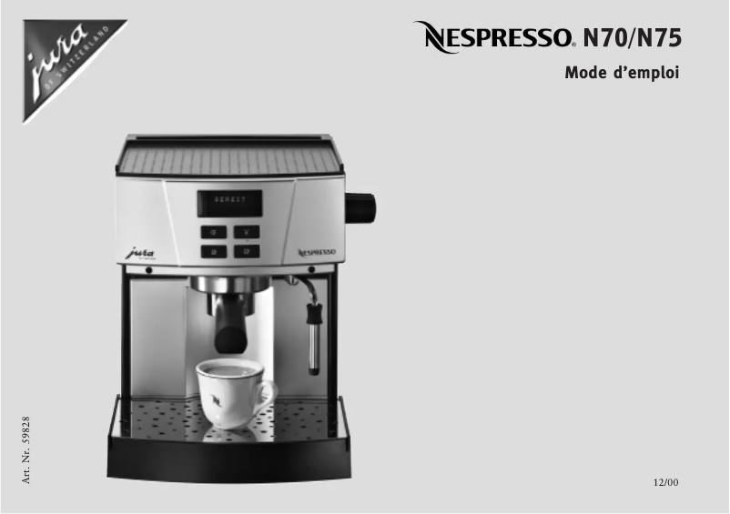 Page 1 de la notice Manuel utilisateur Jura Nespresso N75