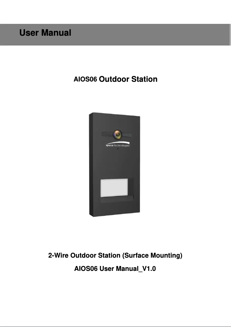 Page 1 de la notice Manuel utilisateur Speco Technologies AIPK1