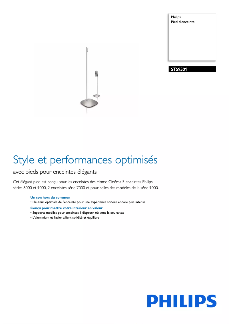 Página 1 del manual Ficha técnica Philips STS9501