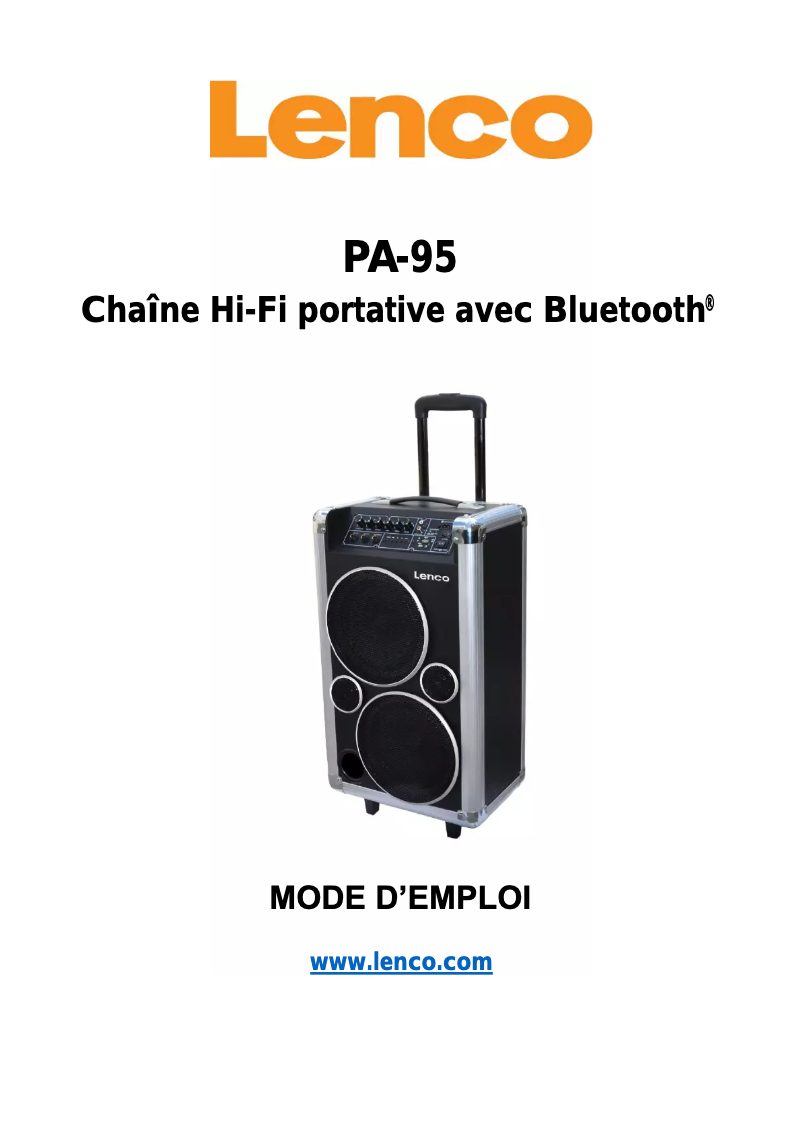 Page 1 de la notice Manuel utilisateur Lenco PA-95