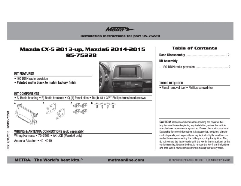 Image de la première page du manuel de l'appareil 95-7522B