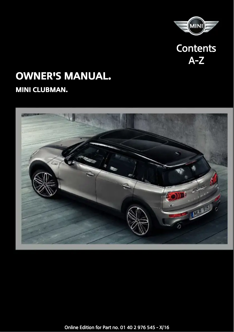 Page 1 of the manual User Manual Mini Clubman (2017)
