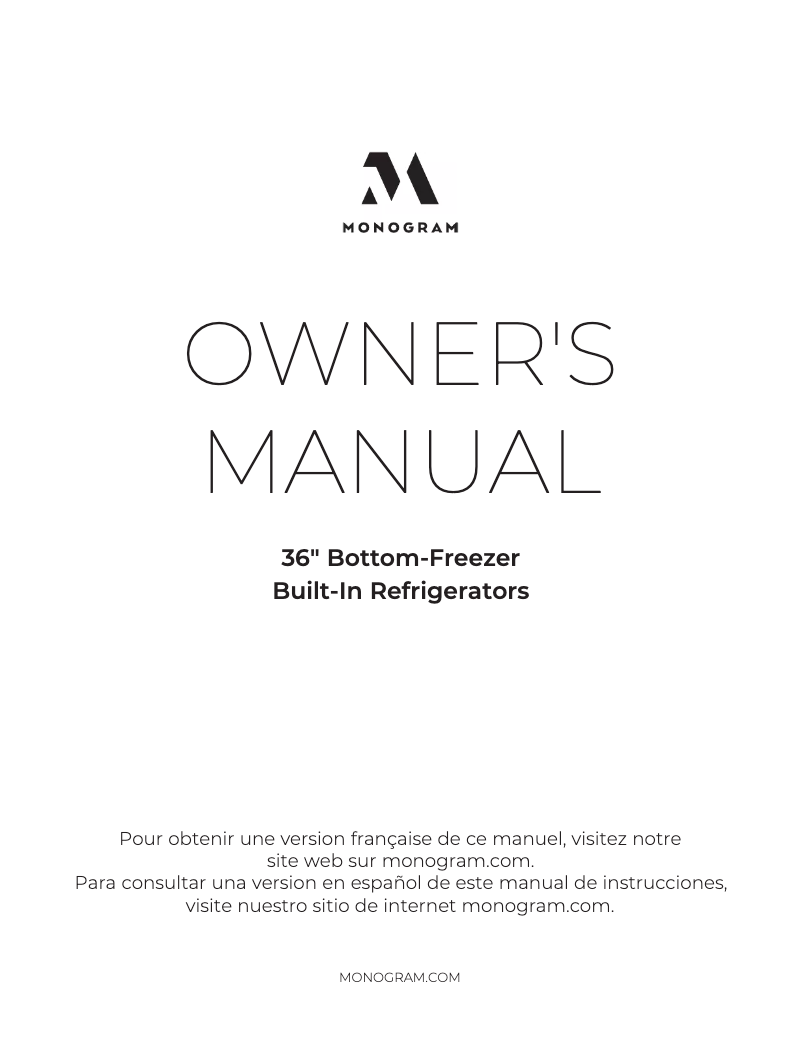 Page n°1 - Manuel utilisateur Monogram ZICS360NNRH