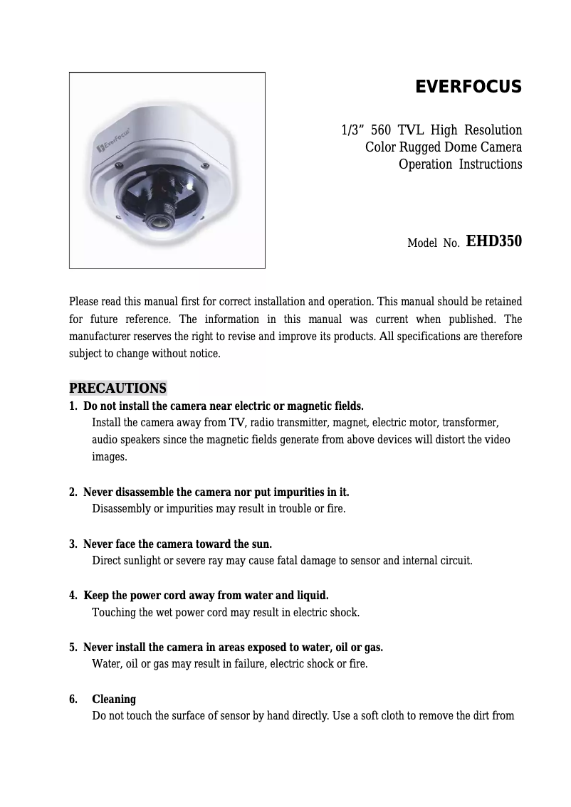 Page n°1 - Manuel utilisateur EverFocus EHD350/H-3