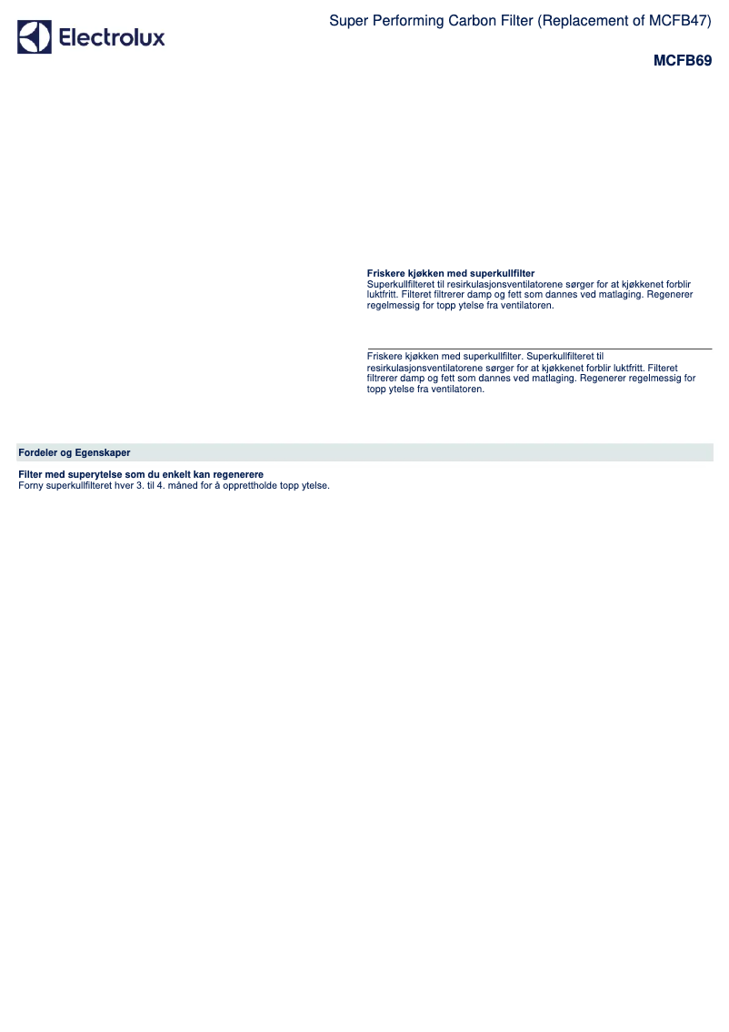 Page 1 de la notice Brochure AEG MCFB69