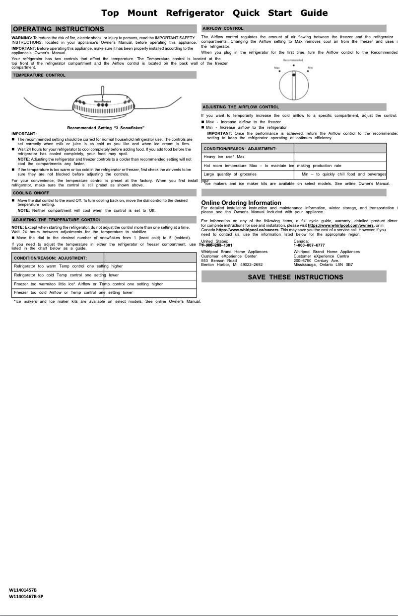 Page n°1 - Informations de garantie Whirlpool WRT541SZDM