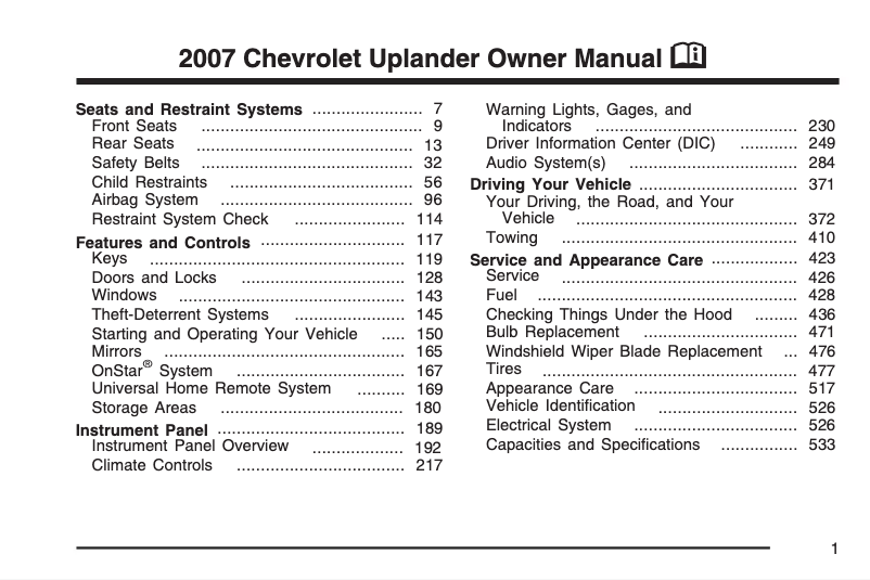 Page n°1 - Manuel utilisateur Pontiac G5 (2007)
