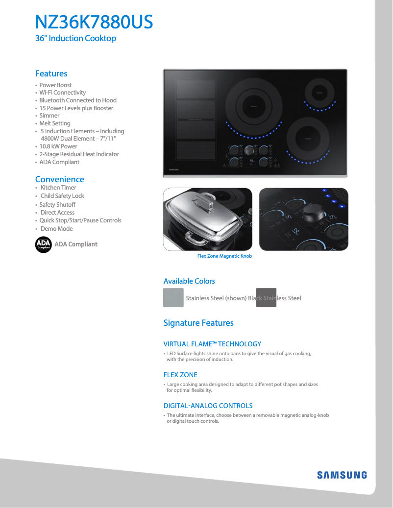 Page 1 de la notice Fiche technique Samsung NZ36K7880US