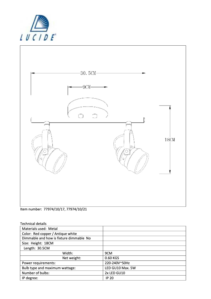 Página 1 del manual Manual de usuario Lucide Cigal