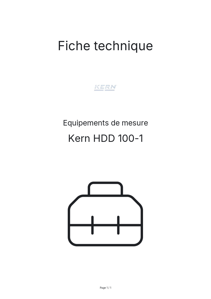Page n°1 - Fiche technique Kern HDD 100-1
