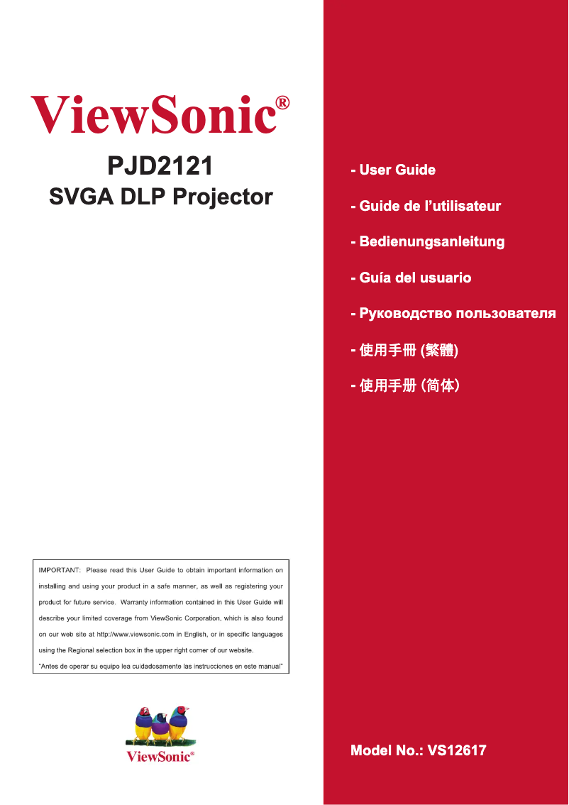 Page n°1 - Manuel utilisateur Viewsonic PJD2121