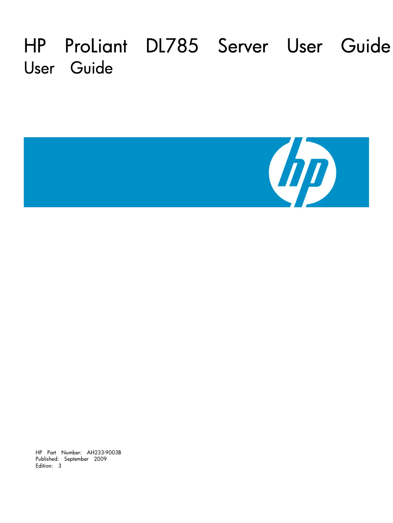 Page n°1 - Manuel utilisateur HP ProLiant DL785 G5