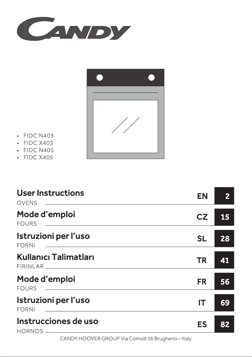 Page 1 de la notice Fiche technique Candy FIDC N403