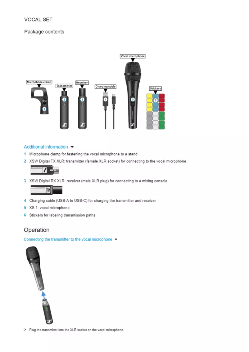 Page n°1 - Manuel utilisateur Sennheiser XSW-D Vocal Set