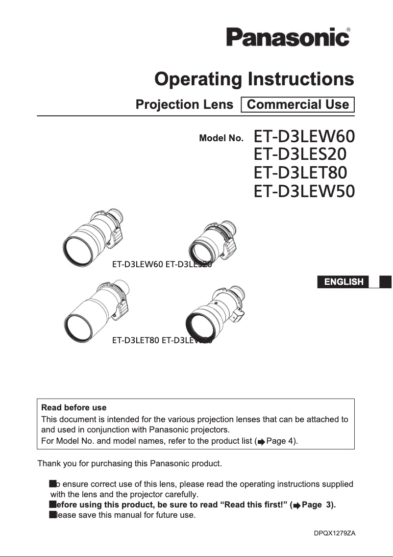 Image de la première page du manuel de l'appareil ET-D3LEW60