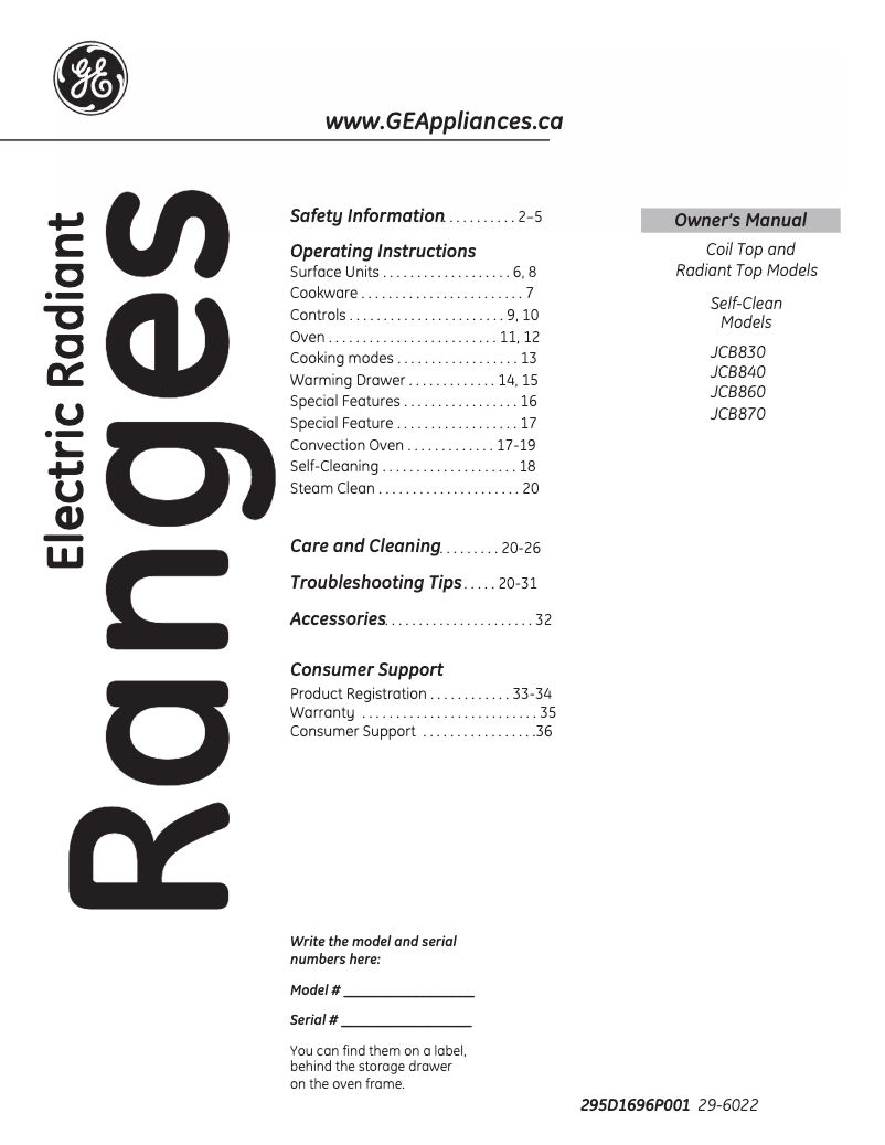 Page n°1 - Manuel utilisateur Mabe JCB840SKSS
