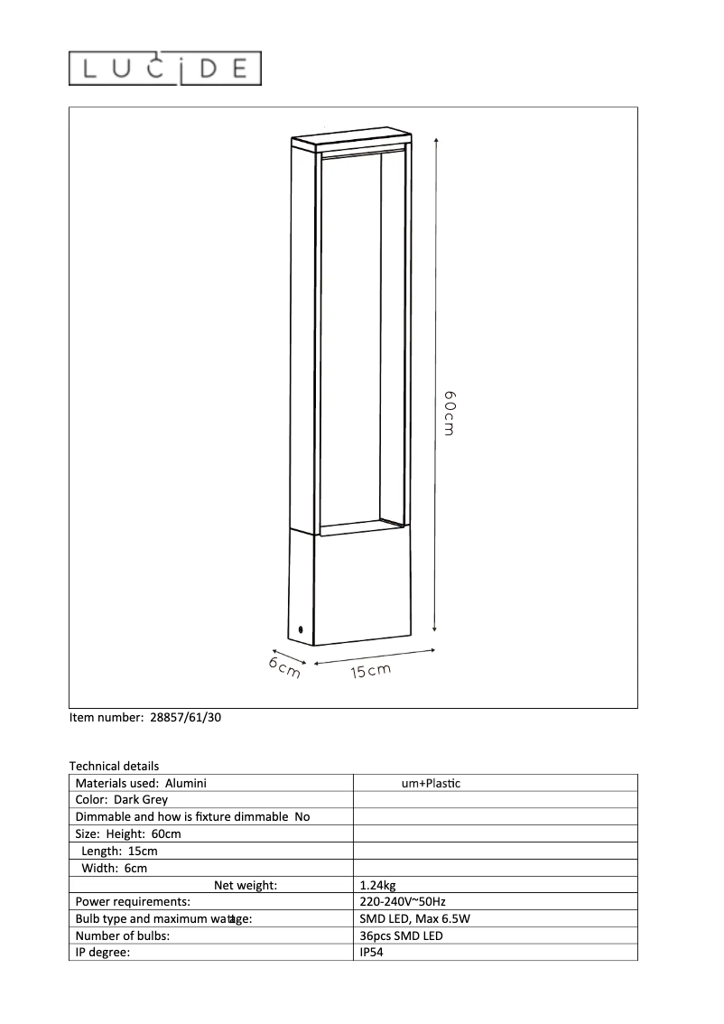 Page n°1 - Manuel utilisateur Lucide Goa
