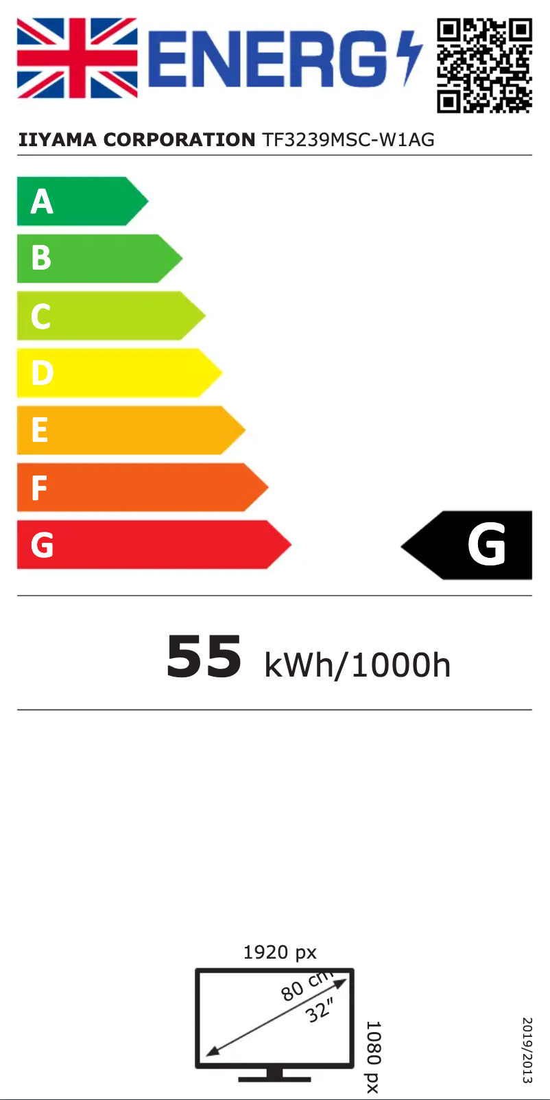 Página 1 del manual Etiqueta energética Iiyama ProLite TF3239MSC