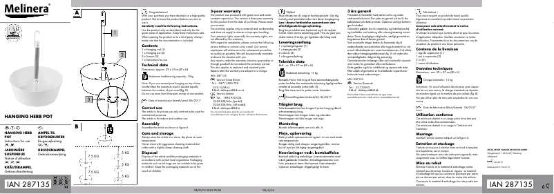 Page n°1 - Manuel utilisateur Melinera IAN 287135