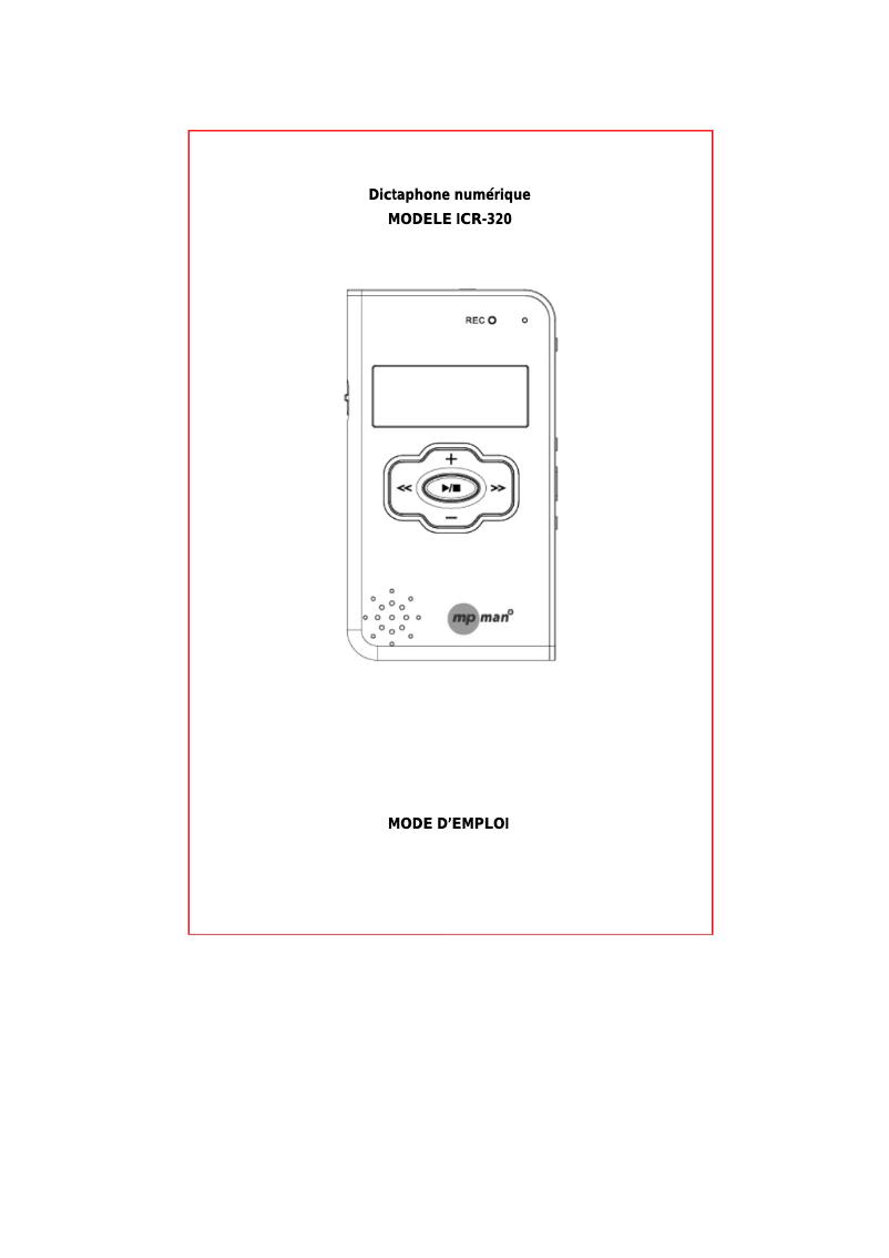 Page 1 de la notice Manuel utilisateur Mpman ICR-320