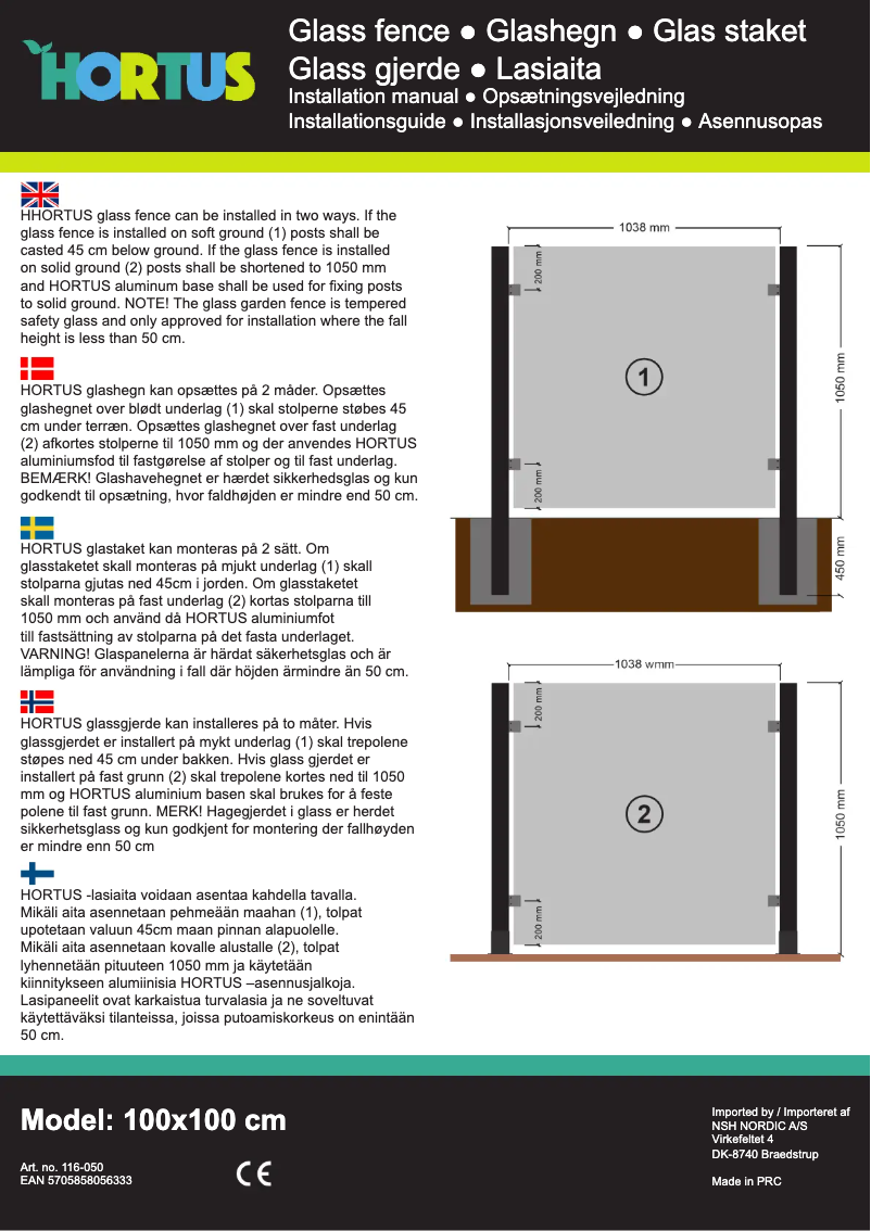Page 1 de la notice Manuel utilisateur Hortus 116-050