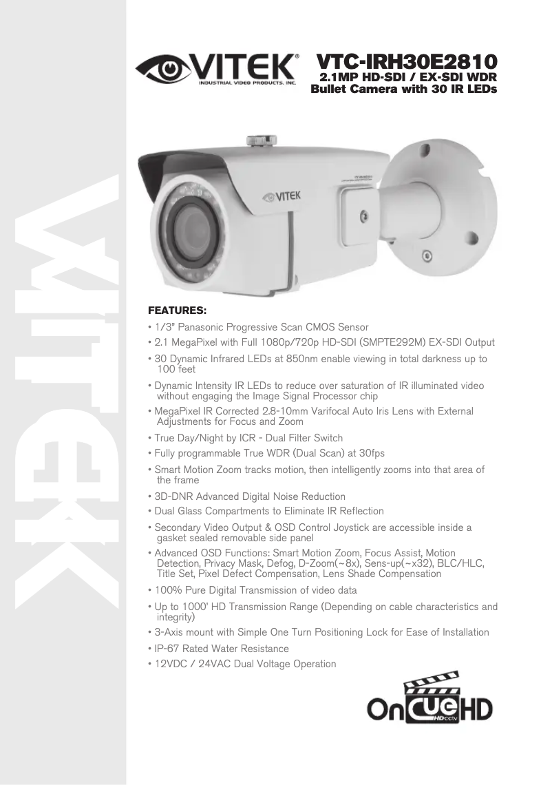 Page 1 de la notice Manuel utilisateur Vitek VTC-IRH30E-2810