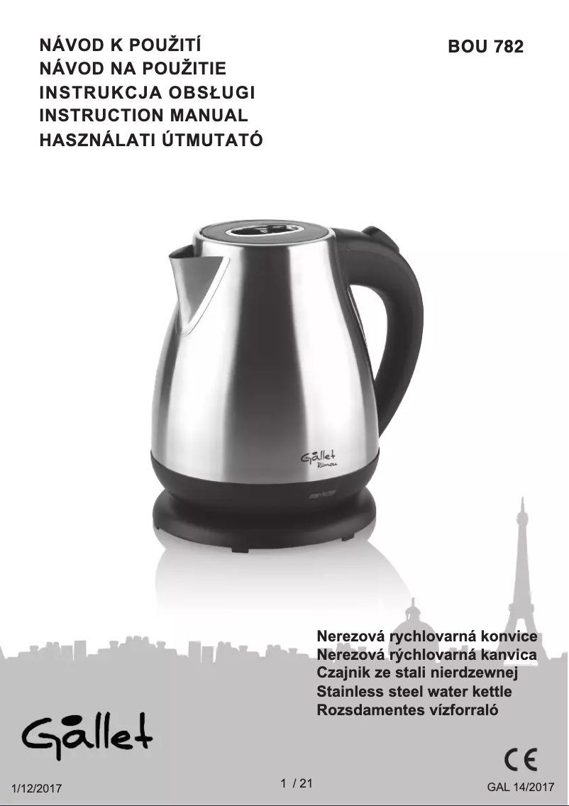 Page 1 de la notice Manuel utilisateur Gallet BOU782