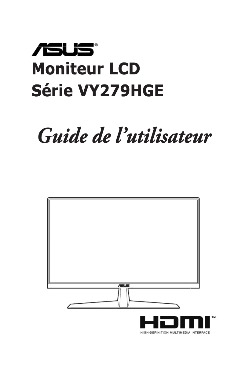Page 1 de la notice Manuel utilisateur Asus VY279HGE