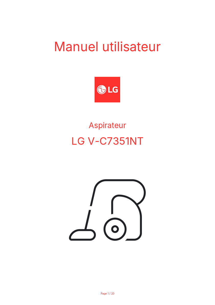 Page n°1 - Manuel utilisateur LG V-C7351NT
