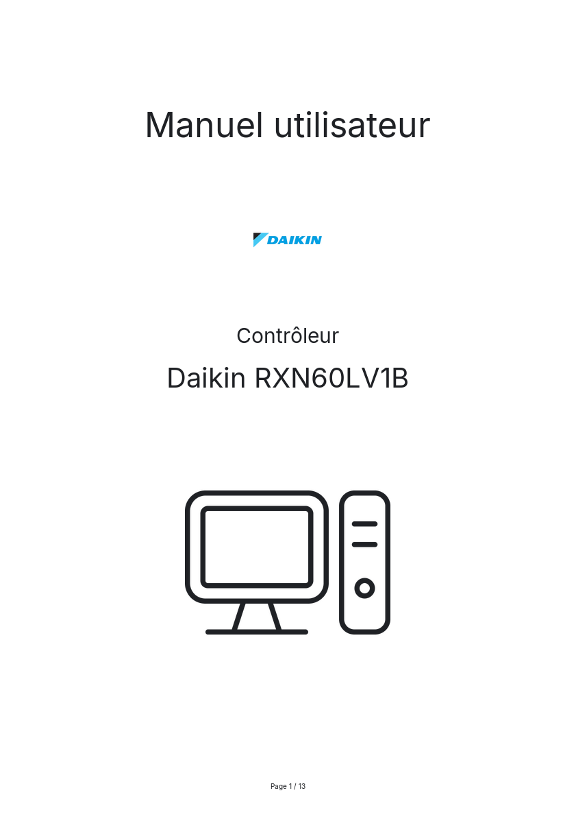 Image de la première page du manuel de l'appareil RXN60LV1B