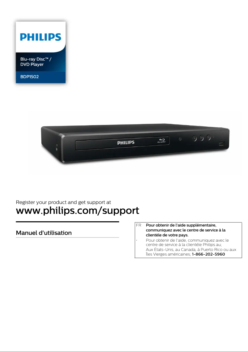 Page 1 de la notice Manuel utilisateur Philips BDP1502